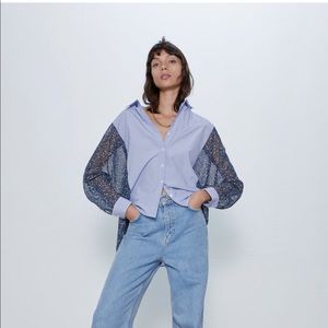 Zara See-through striped floral shirt (NEW)